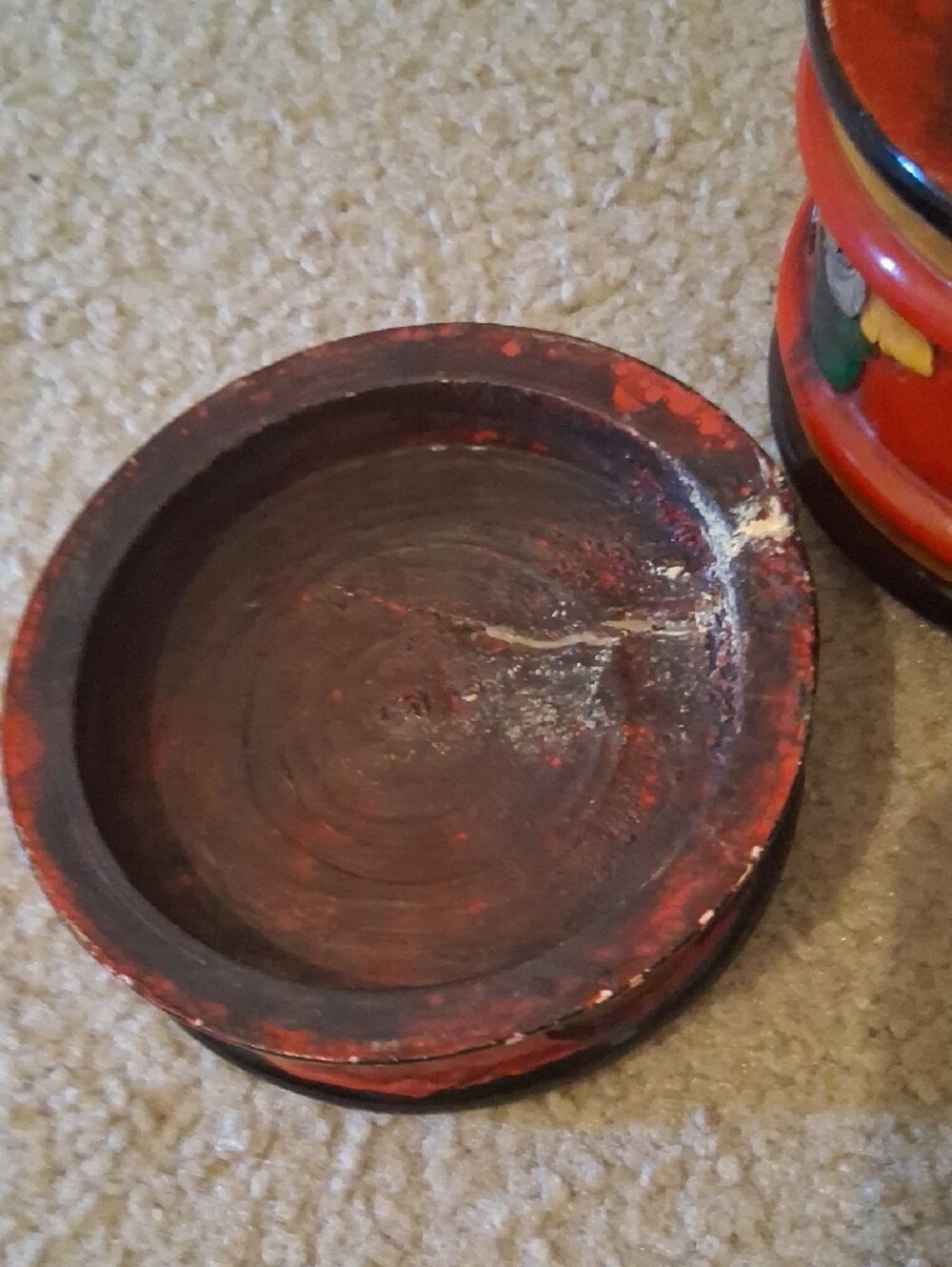 Hand-Painted Round Decorative Trinket Box - Vintage - Picture 5 of 8
